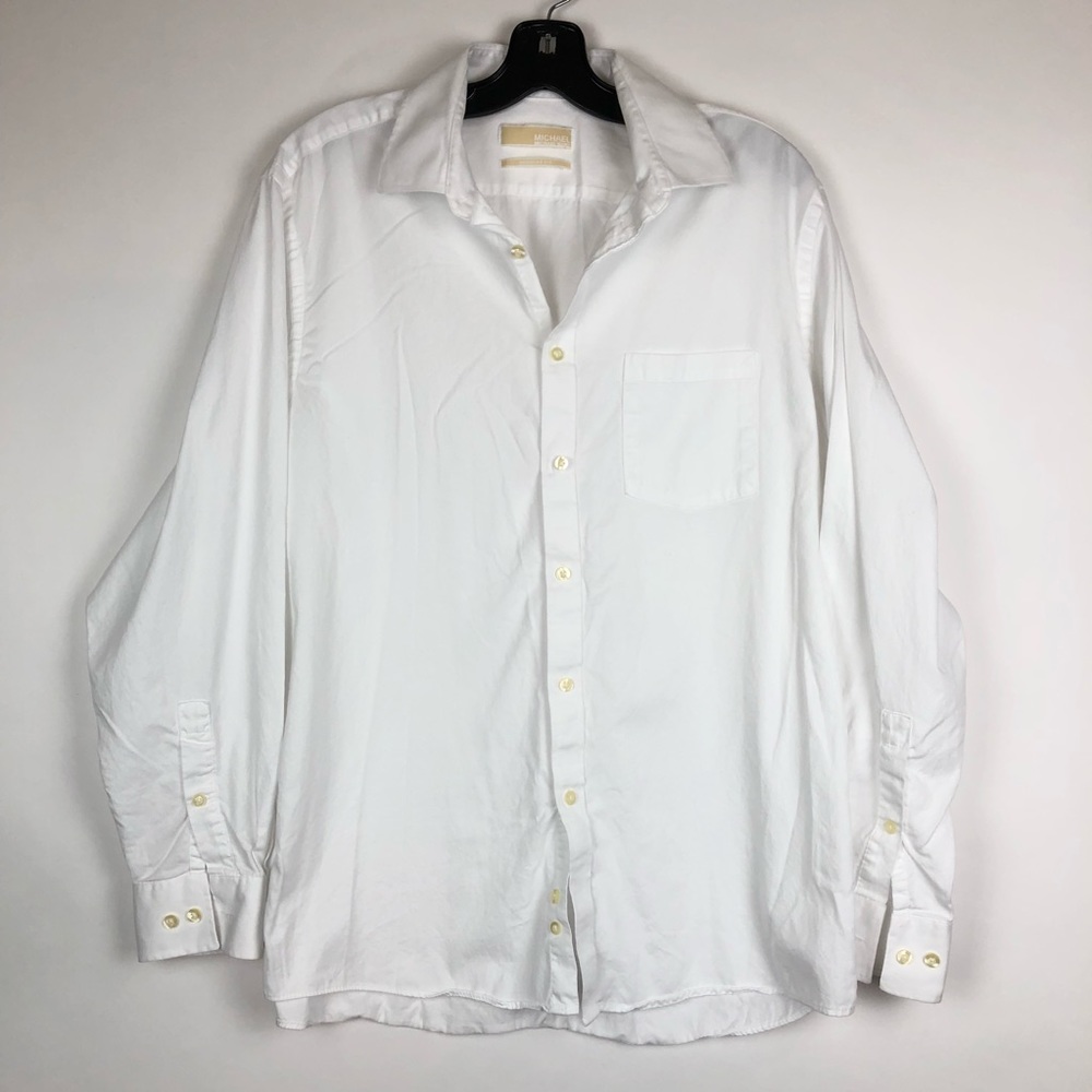 Michael Korrs White Botton Up Dress Short 16 1/2